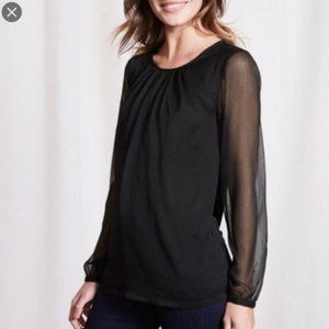 Boden Navy Sheer Sleeves Top Small